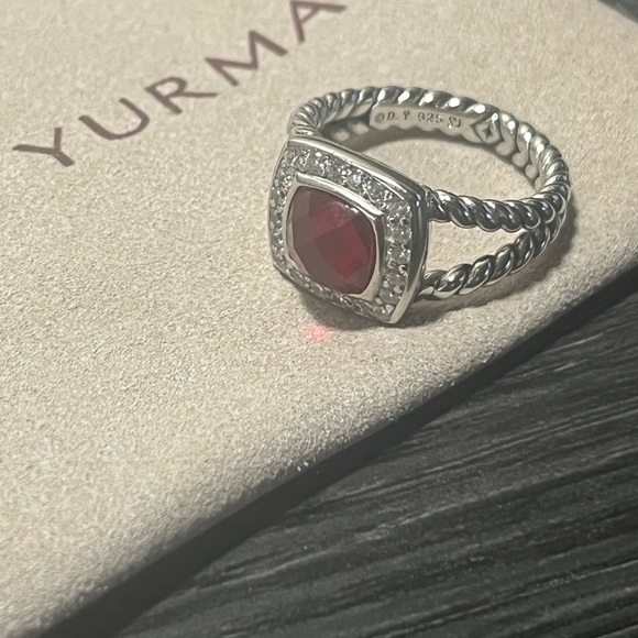 David Yurman Silver Ring with Red Stone - Picture 3 of 4